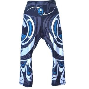 NoMiNoU Cropped Leggings Athleisure Yoga Original Art Sz XS Purple Blue White